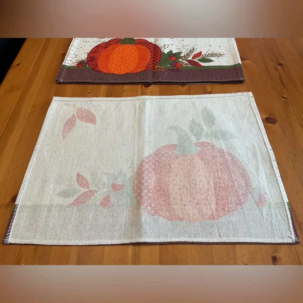 FALL PLACEMATS PUMPKIN PATCH LEAVES HARVEST NEW LOT OF 4 ORANGE GREEN BROWN Y2K